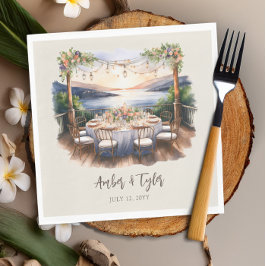 Sonnenuntergang Rustikale Lichter Hochzeitsempfang Serviette