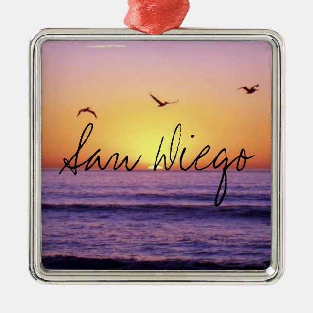 Sonnenuntergang San Diego Ornament Aus Metall (Vorne)
