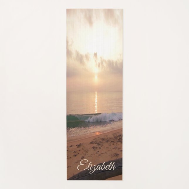 Sonnenuntergang, Sand, Wellen Personalisiert Yogamatte (Vorderseite)