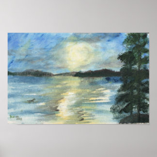 Sonnenuntergang schimmert in Bellgrade Seen, Maine Poster