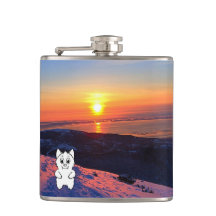 Sonnenuntergang-Schnee-Tier wiederholt Flasche