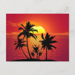 Sonnenuntergang, schöne Abbildung, Postkarte