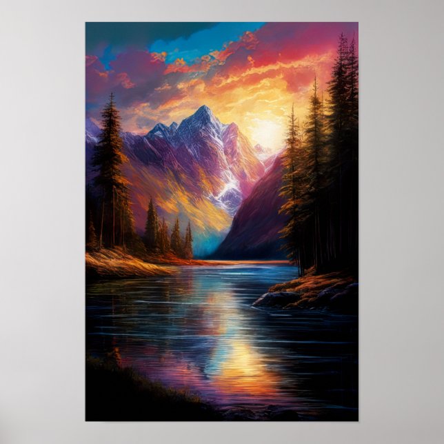 Sonnenuntergang Schönheit im Gebirge Poster (Vorne)