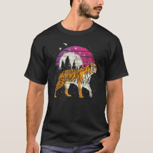 Sonnenuntergang Schwarm Von Vögeln Wilde Katze Rau T-Shirt