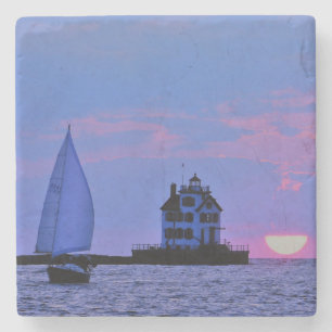 Sonnenuntergang-Segel-Stein-Getränkeuntersetzer Steinuntersetzer