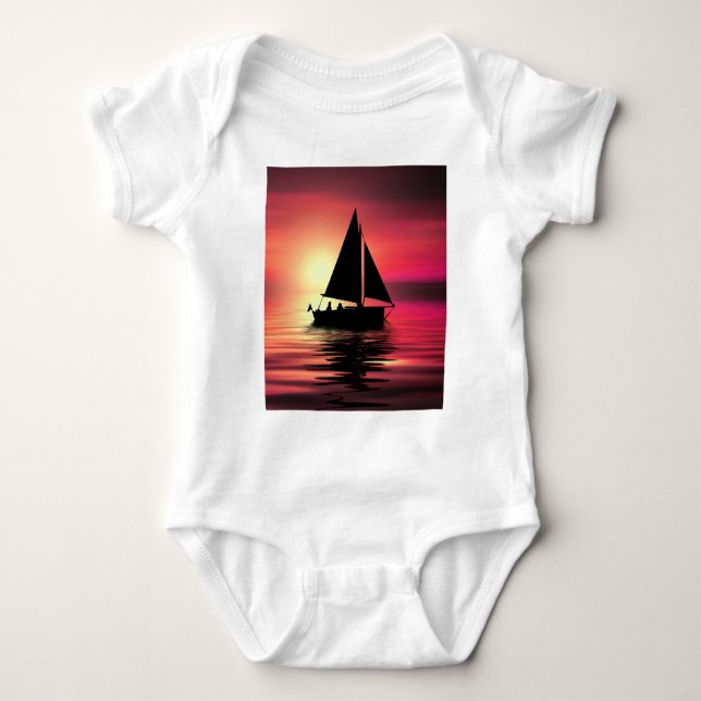 Sonnenuntergang, Segelboot im Meer-39186 Baby Strampler (Vorderseite)