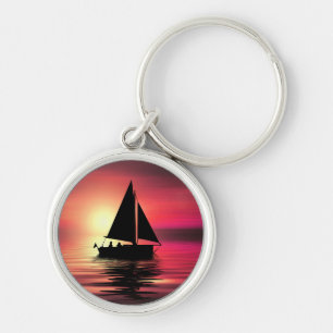 Sonnenuntergang, Segelboot im Meer-39186 Schlüsselanhänger