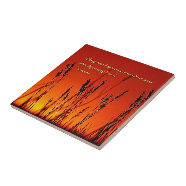 Sonnenuntergang-Silhouette Inspirational Fliese (Seite)
