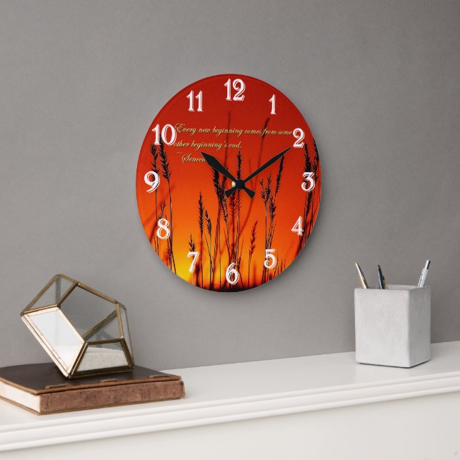 Sonnenuntergang-Silhouette Inspirational Große Wanduhr (Büro)