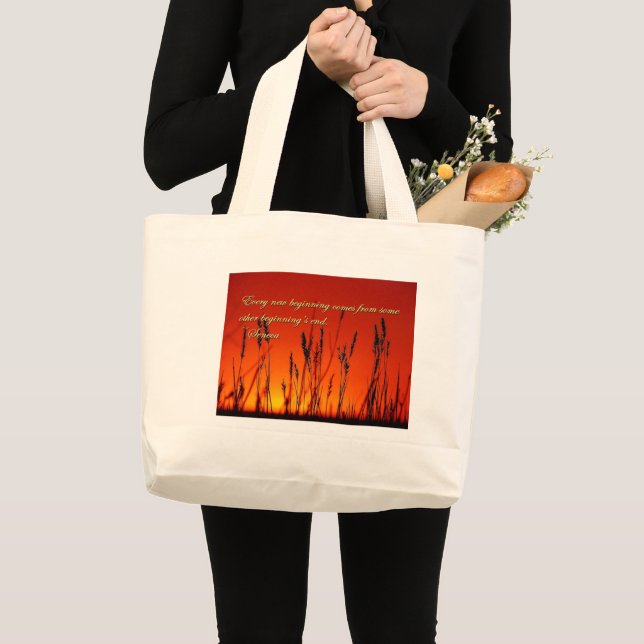 Sonnenuntergang-Silhouette Inspirational Jumbo Stoffbeutel (Vorderseite (Produkt))