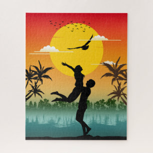 Sonnenuntergang Silhouette Liebhaber Sommer Stimmu