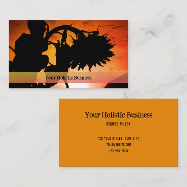 Sonnenuntergang Silhouette Orange Black Holistic Visitenkarte (Vorne/Hinten)
