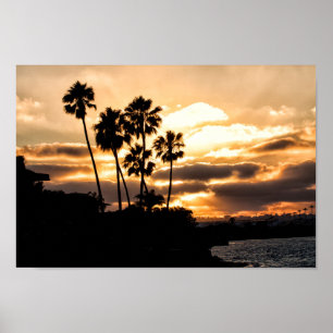 Sonnenuntergang Silhouette San Diego Poster