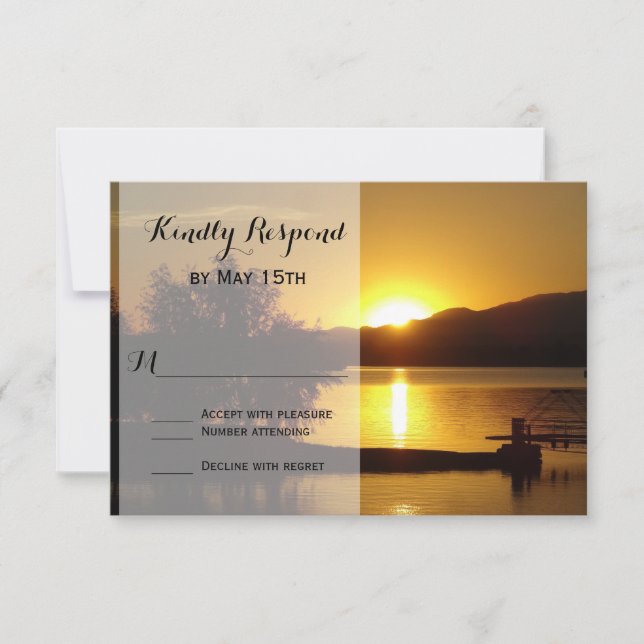 Sonnenuntergang Silhouette Tree Lake Wedding RSVP  (Vorderseite)