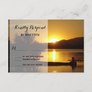 Sonnenuntergang-Silhouette-Tree See-Hochzeit UAWG RSVP Karte