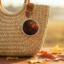 Sonnenuntergang Silhouette Winterbaum Schlüsselanhänger