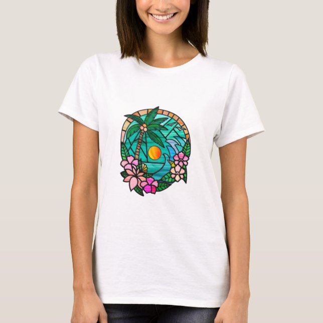 Sonnenuntergang Sommerstrand T-Shirt (Vorderseite)