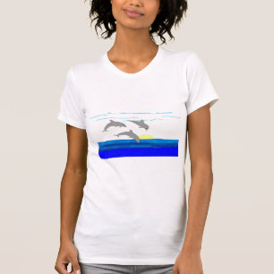 Sonnenuntergang-springendes Delphin-Shirt T-Shirt