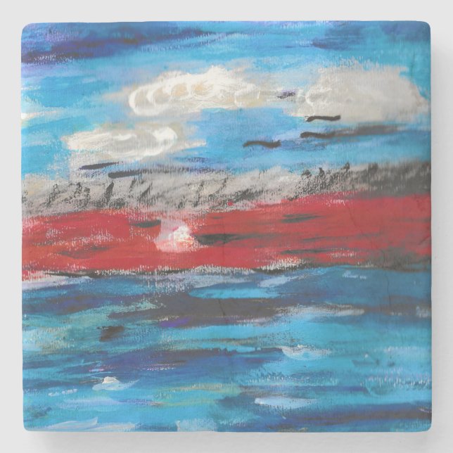 Sonnenuntergang Steinuntersetzer (Vorderseite)