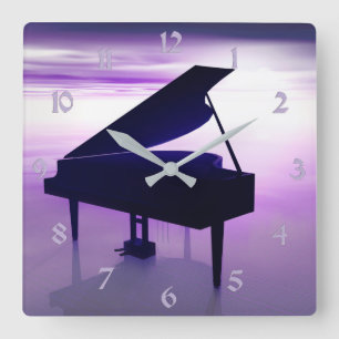 Sonnenuntergang-Strand-Flügels-Musik-Wanduhr Quadratische Wanduhr