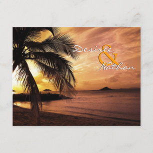 Sonnenuntergang-Strand-Hochzeit UAWG RSVP Karte