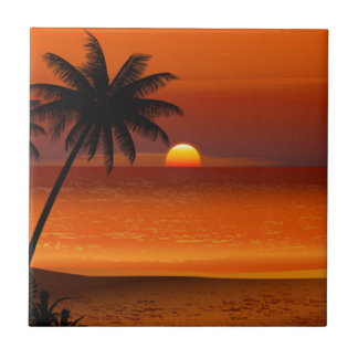 Sonnenuntergang Strand oahu hawaii Nordküste Postk Fliese