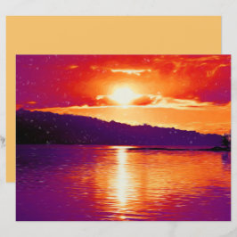 Sonnenuntergang Strand Orange Lila Kunst