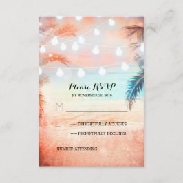 Sonnenuntergang Strand Tinkle Lichter rosa Hochzei RSVP Karte