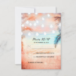 Sonnenuntergang Strand Tinkle Lichter rosa Hochzei RSVP Karte