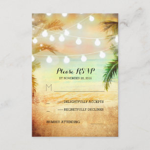 Sonnenuntergang Strand Tinkle Lichter tropische Ho RSVP Karte