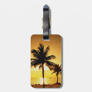 Sonnenuntergang-Strand-und Palme-Gepäckanhänger Gepäckanhänger