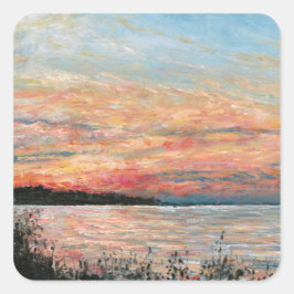 Sonnenuntergang Strandbilder Quadratischer Aufkleber