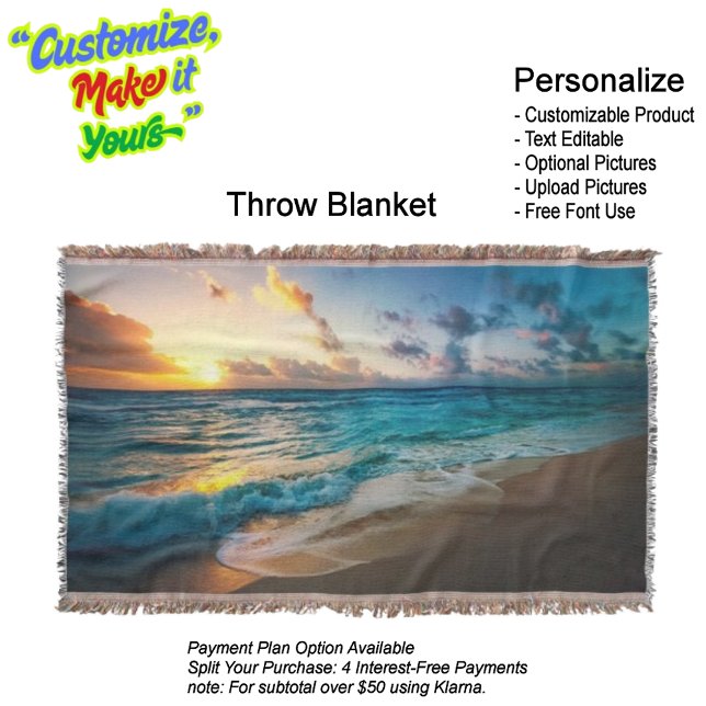 Sonnenuntergang Strandkeule 19 Decke (Sunset Beach Throw Blanket 19.)