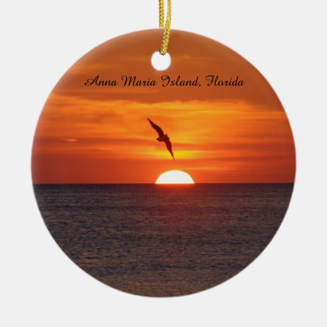 Sonnenuntergang-Strandverzierung Keramikornament (Vorne)
