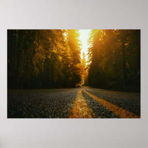 Sonnenuntergang-Straße Poster