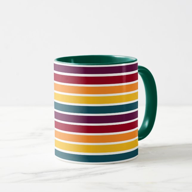 Sonnenuntergang Streifen dunkelgrüne Combo-Tasse Tasse (VorderseiteRechts)