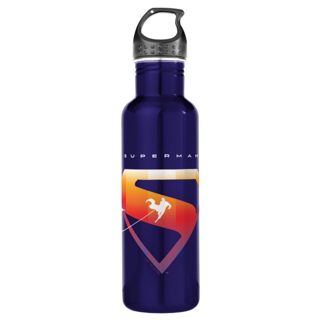 Sonnenuntergang Superman Shield Edelstahlflasche (Vorderseite)