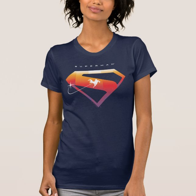 Sonnenuntergang Superman Shield T-Shirt (Vorderseite)