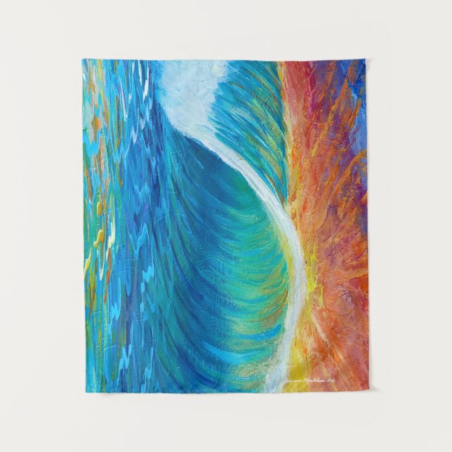 Sonnenuntergang Surf Wave Medium (50" x 60") Tapes Wandteppich (Vorderseite)