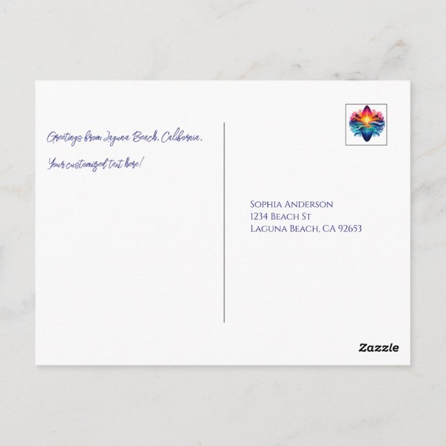 Sonnenuntergang Surfbretter Postkarte (Rückseite)