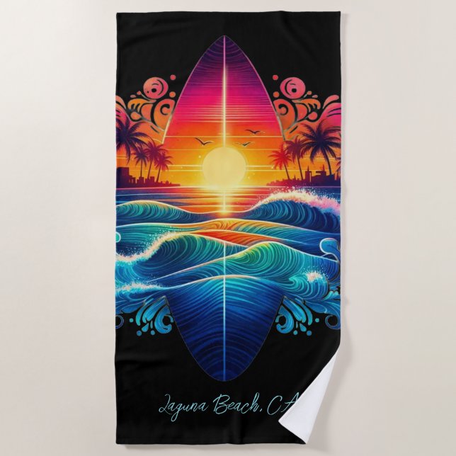 Sonnenuntergang Surfbretter - Strandtuch (Vorderseite)