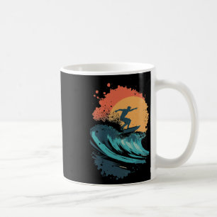 Sonnenuntergang Surfen Welle Kunst, Retro-Strand S Kaffeetasse