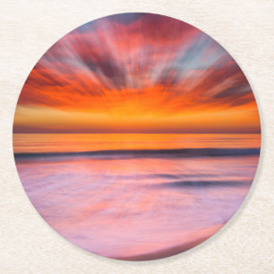 Sonnenuntergang Tamarack Beach   Carlsbad, CA Runder Pappuntersetzer