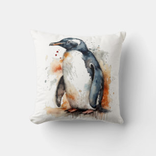 Sonnenuntergang Töne Aquarellpinguin Kissen