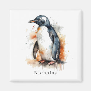 Sonnenuntergang Töne Aquarellpinguin, kundenspezif Magnet