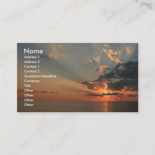 Sonnenuntergang-Träume Visitenkarte (Vorderseite)