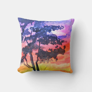 Sonnenuntergang Traumlandschaft Aquarellkunst Kissen