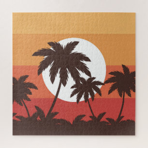 Sonnenuntergang Tropical Palm Beach Vintag