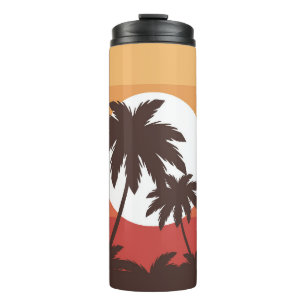 Sonnenuntergang Tropical Palm Beach Vintag Thermosbecher