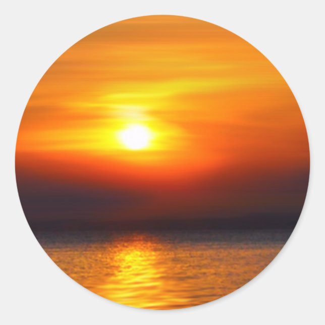 Sonnenuntergang tropisch runder aufkleber (Vorderseite)